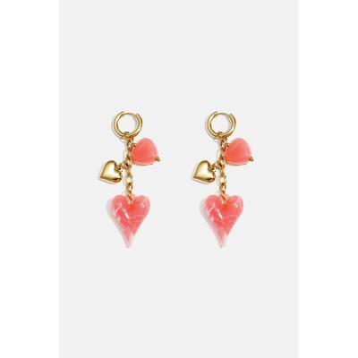 Paar Ohrhänger ADELIA´S "LIVAYA", Damen, Gr. Damen, Edelstahl, pink (wassermelonenrot), Ohrringe, Die mehrgliedrigen Herzanhänger wirken modisch.