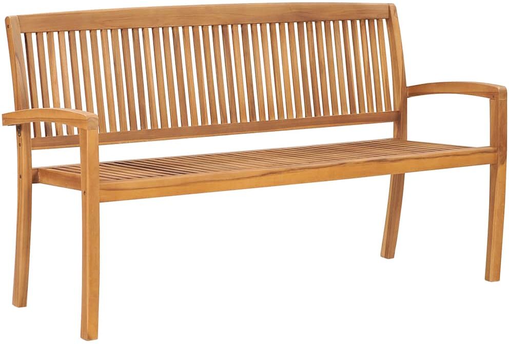 vidaXL Banc de jardin empilable et coussin 159 cm Bois de teck massif