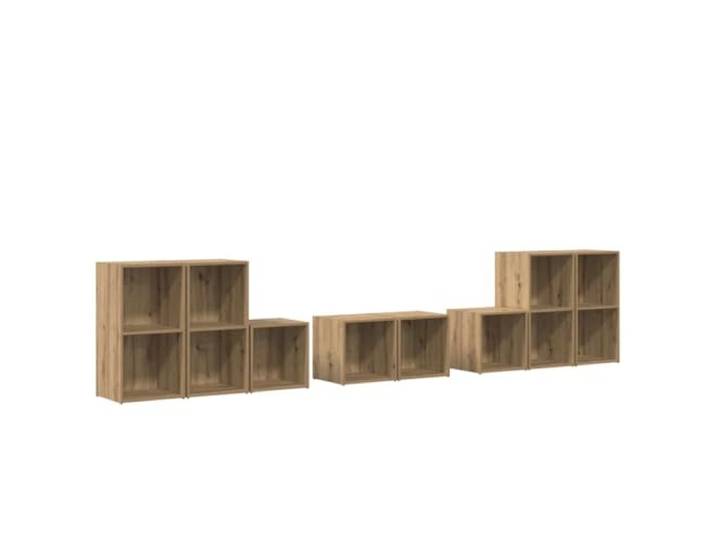LMTYOENFG TV-Schrank Set Wandmontiert 8-Teilig Artisan-Eiche Holzwerkstoff 8-teiliges Hängeboard-Set in Artisan-Eiche Optik für Wohnzimmer und Schlafzimmer mit flexiblem Stauraum und Wandmontage.