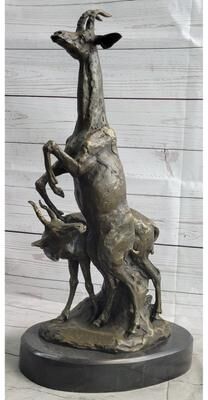 Bronzhaus Two Gazelle Antelope Kudu Bronze Wildlife Genuine Bronze Sculpture Figurine