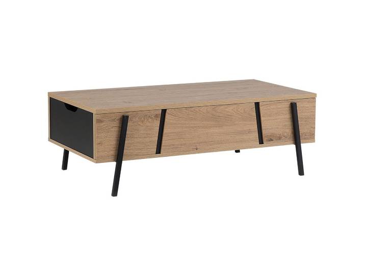 COUCHTISCH heller Holzfarbton/schwarz rechteckig Blackpool