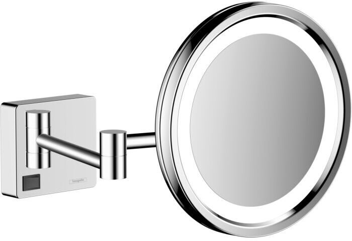 Hansgrohe AddStoris Rasierspiegel 41790000 3-fach Vergrößerung, mit LED Beleuchtung, Wandmontage, chrom