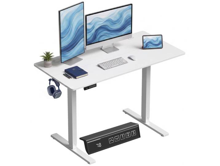 Bureau assis debout électrique - HOMCOM - mémoire 3 hauteurs sécurité enfant et anti-collision - bois - 120x60x118cm - blanc