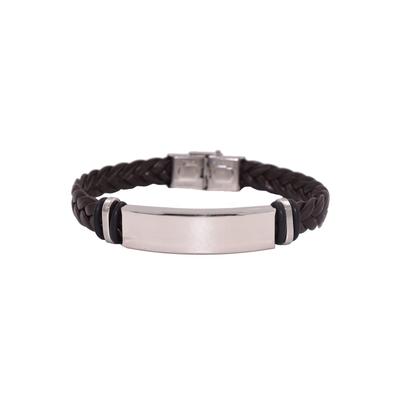 Lederarmband FIRETTI "Schmuck Geschenk Armschmuck ID-Armband- Optik", braun (edelstahlfarben, braun, schwarz), Armbänder, Herren, 20cm, Edelstahl Kautschuk Leder, Edelstahl, Kautschuk, Leder, Lederarmband, Made in Germany