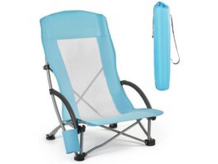 VEVOR Campingstoel, Klapstoel, Draagvermogen 150 kg, Visstoel met Hoge Rugleuning voor Volwassenen, Klapstoel met Bekerhouder, Rugleuning van Mesh & Draagtas voor Buitenactiviteiten, Vissen, Lichtblauw