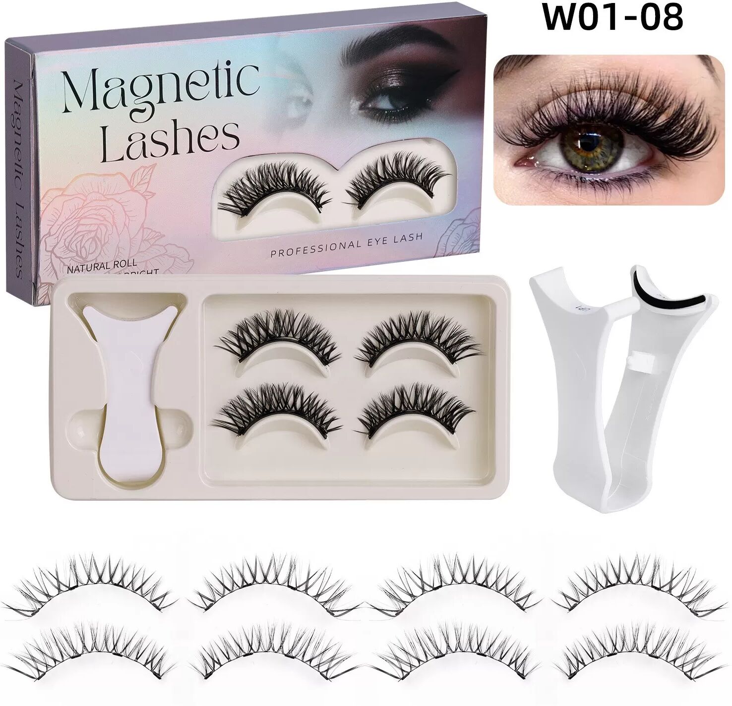 INF Magnetische Falsche Wimpern - 2 Paare, Natürlicher Look, Einfache Anwendung