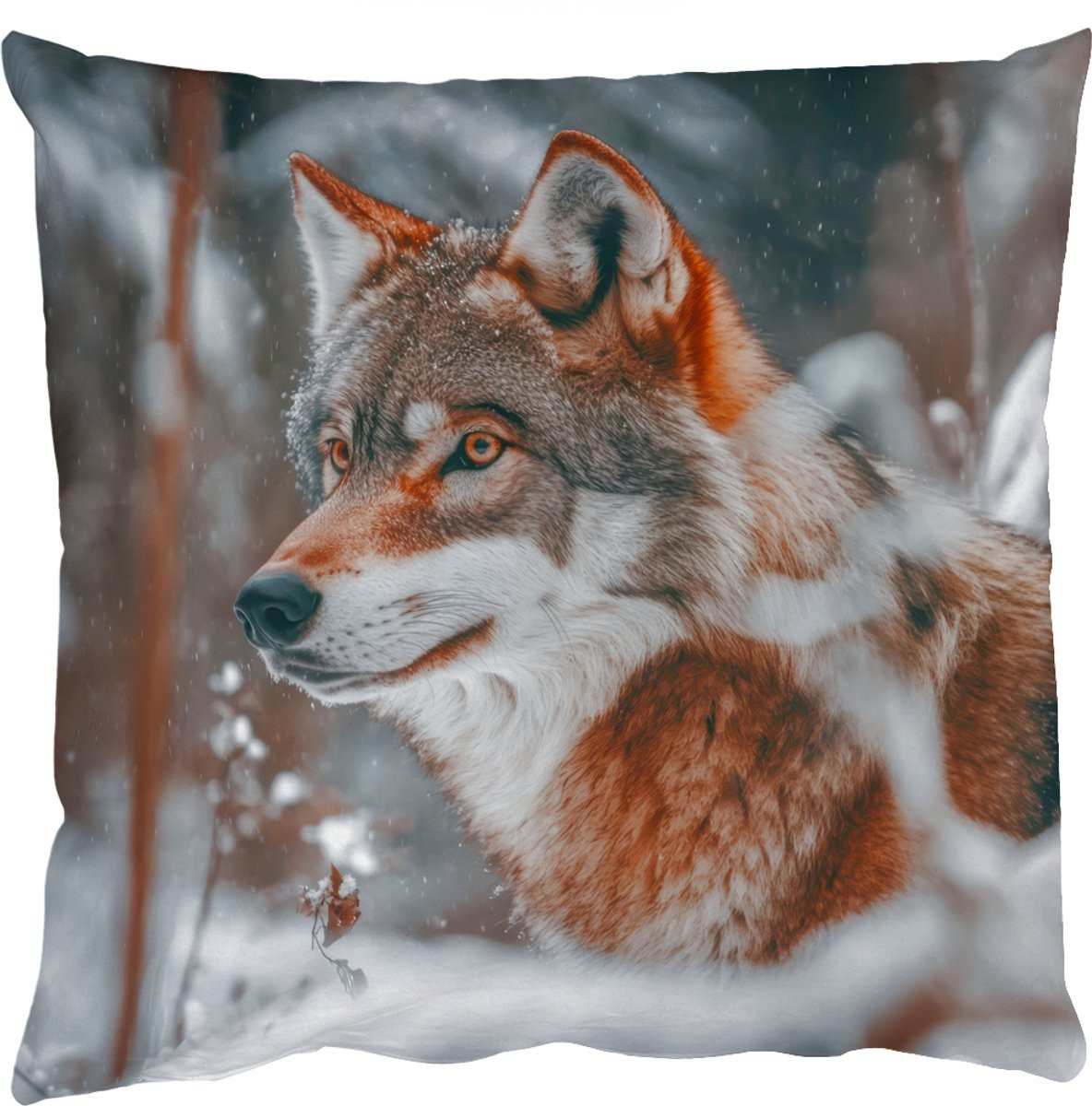 PillowMonkey Sierkussen Wolf Sneeuw Winter Dieren Natuur 40x40 cm