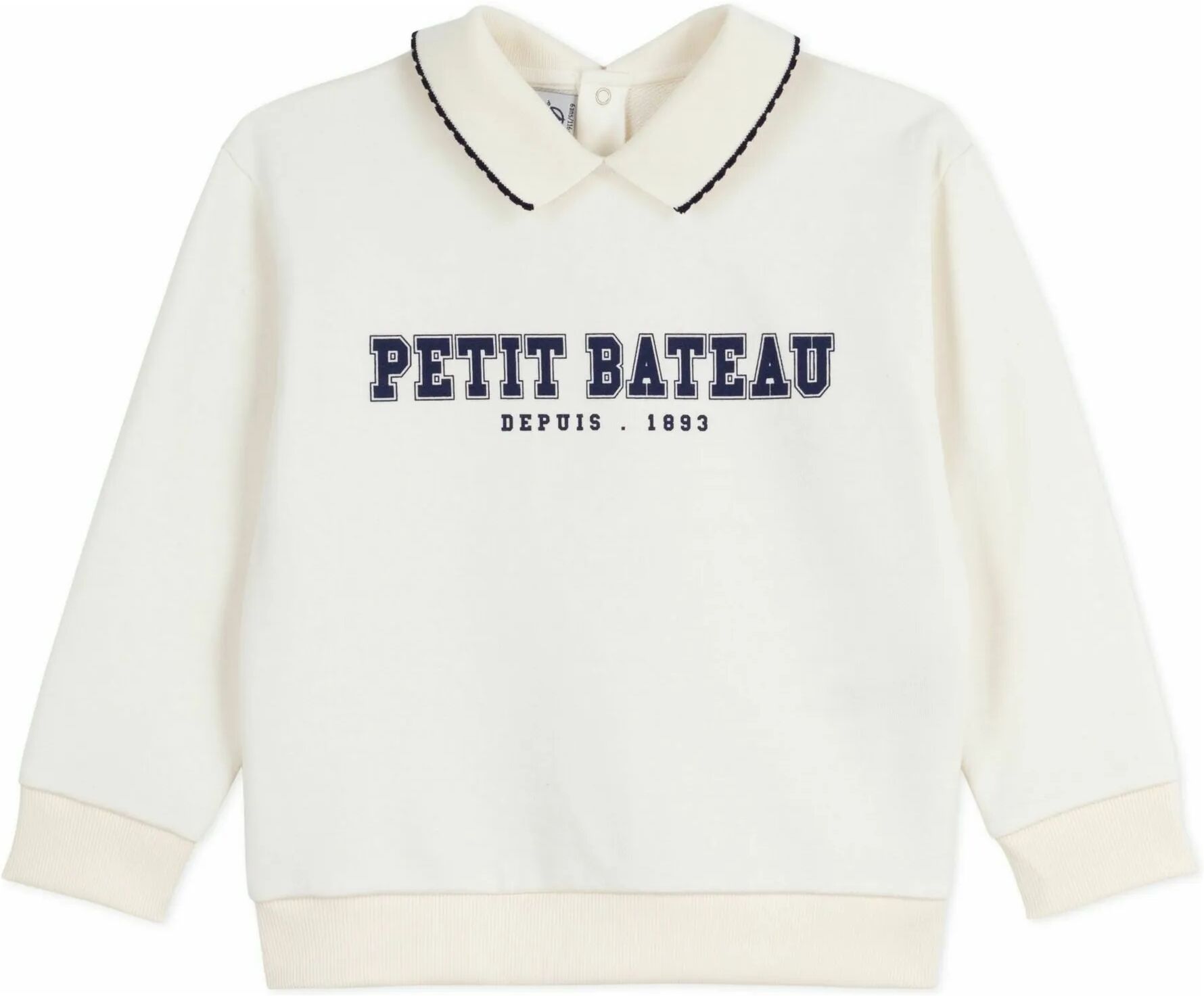 Petit Bateau Sweat Col Polo Petit Bateau Ecru 4 ans