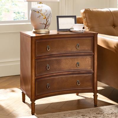 "HULALA HOME Herbie 26""W 3-Drawer Curved Silhouette End Table with Built-in Charging Station and Simple Assembly"