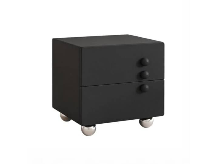 SilkRZlsss Massivholz Nachttisch, Modernes Design, Beistelltisch Make Up Organizer, Minimalistischer Für Wohnzimmer, 2 Schubladen, Geschwungenes(Black,50cm)
