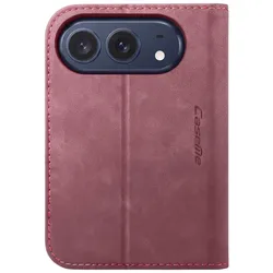 Caseme Portemonnaie Klapphülle für iPhone Duo Vintage RFID Schutz Standfunktion (Apple iPhone Duo), Smartphone Hülle, Rot