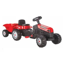 Pilsan Kindertraktor Active Pedale 07316 rot mit Anhänger, einstellbarer Sitz