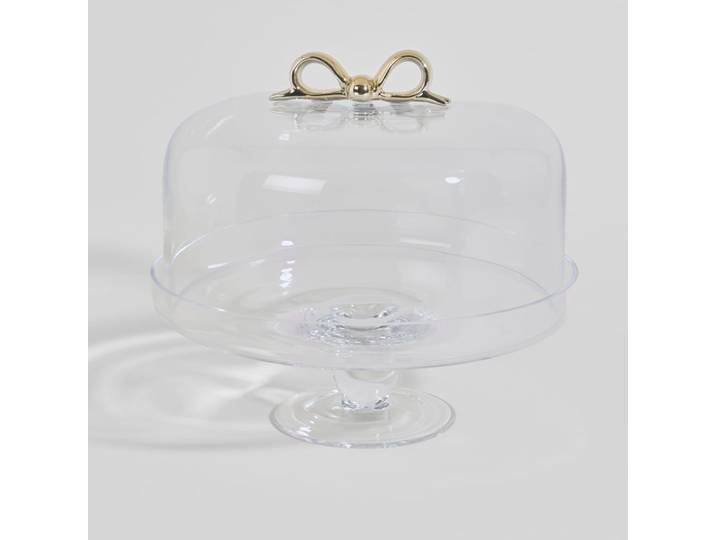 Klare Glasglocke mit goldener Schleife