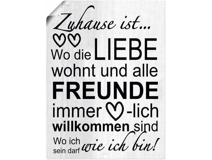 Artland Wo die Liebe wohnt Sprüche & Texte 1 Stk. tlg. als Leinwandbild, Poster in verschied. Grössen