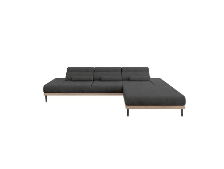 ELEKTRISCHES ECKSOFA Rechts MONA 316x205x85 Dunkelgrau Velours