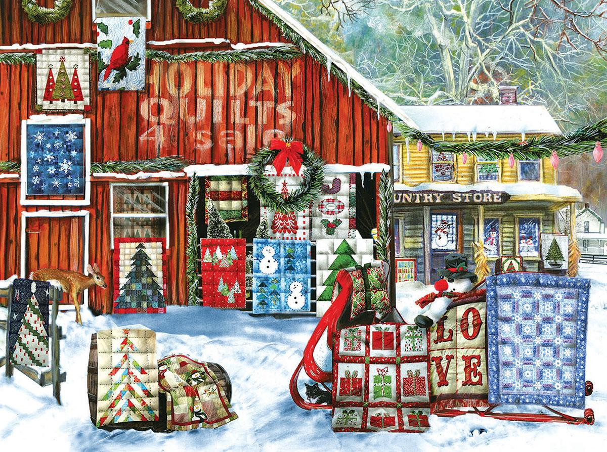 SunsOut Puzzel Tom Wood Kerstquilt 1000 stukjes