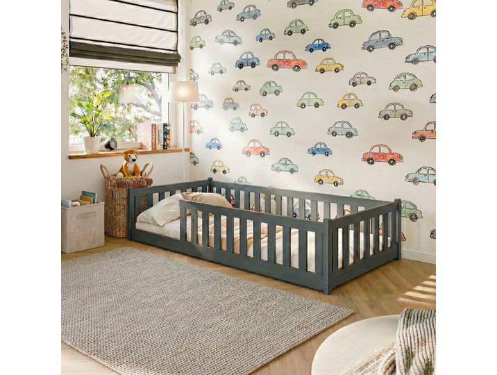Lit au sol 90x190 sommier inclus Maya Anthracite