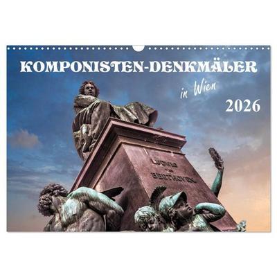 Komponisten-Denkmäler in Wien (Wandkalender 2026 DIN A3 quer), CALVENDO Monatskalender