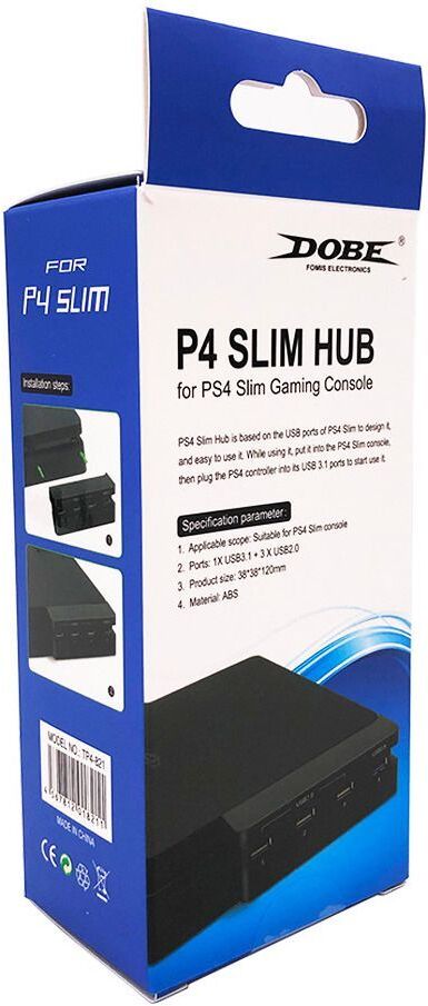 USB Hub 4 Porttinen PS4 Slim Musta Dobe