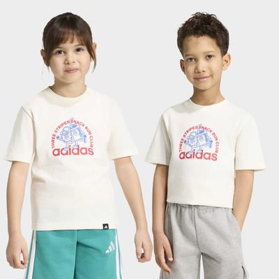 T-Shirt ADIDAS SPORTSWEAR "LK FOOD T", Jungen, Gr. 128, beige (oweiß), Obermaterial: 100% Baumwolle, Shirts T-Shirt, für Kinder, im sportlichen Stil, Basic-Design, aus Baumwolle