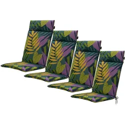 Casativo, Sitzkissen, 4er-Set Hochlehner-Auflage, Gartenstuhlkissen, Blätterdesign grün, 120 x 50 cm (120 x 50 cm)