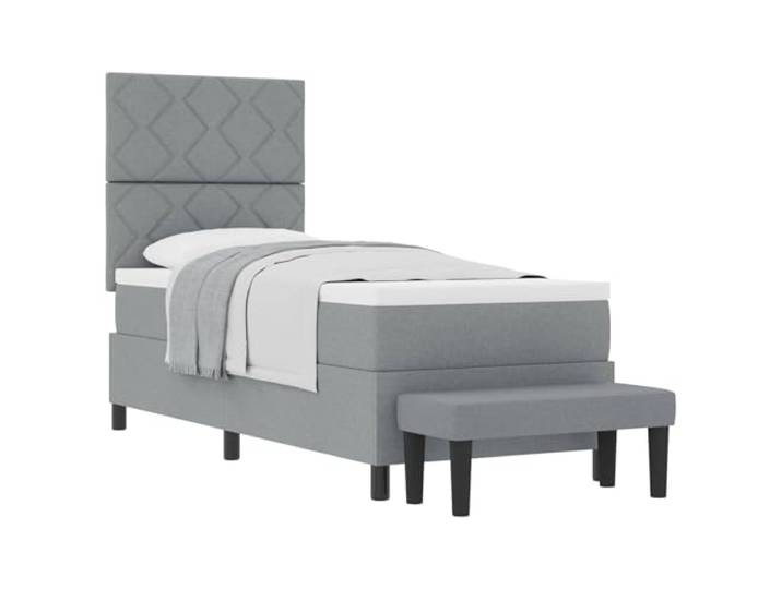 KKgypkn Boxspringbett Hellgrau 80x200 cm mit Matratze und verstellbarem Kopfteil aus Stoff