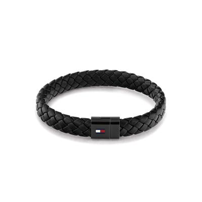 Armband TOMMY HILFIGER "Schmuck Edelstahl Armschmuck Lederarmband", bunt (edelstahlfarben, schwarz, weiß, blau, rot), Armbänder, Herren, 19cm, Edelstahl Leder, Edelstahl, Leder, Armband