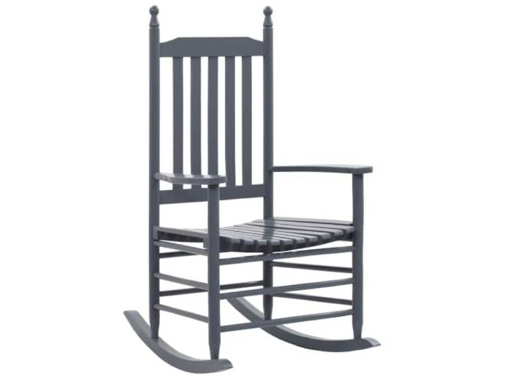 Schaukelstuhl Aus Massivem Pappelholz Mit Gebogener Sitzfläche, Grau, Vintage-Design, massives Hartholz, gebogene Sitzfläche, bis 110 kg belastbar, einfache Montage, für Innen- und Außenbereiche