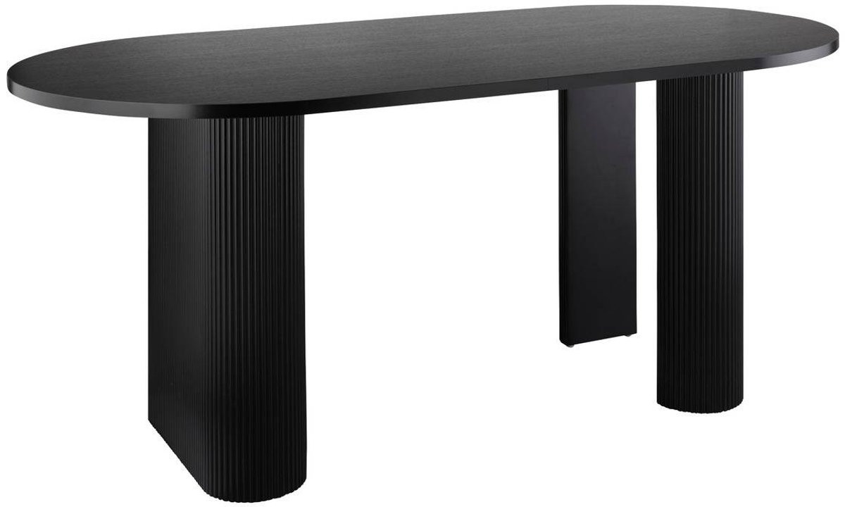 Ovale salontafel met houtlook en gestructureerd onderstel OLOVA van Atmosphera
