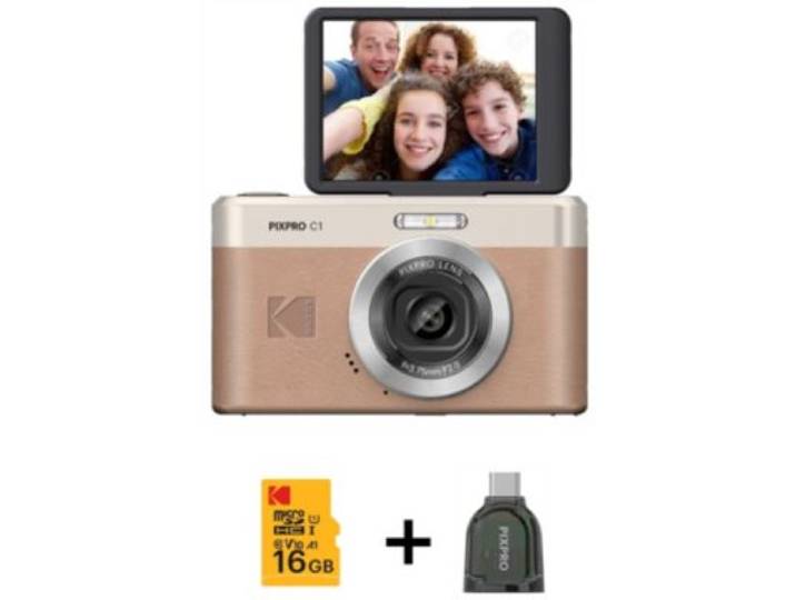 Kodak - Appareil Photo Compact Pixpro C1 Maron + Micro Sd 16go