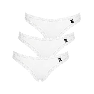 String LIKE IT "3er Pack Damen String Olivia", Damen, Gr. L, Stoff, weiß, Stoff, Obermaterial: 92% Polyamid PA. 8% Elasthan EL., Unterhosen String