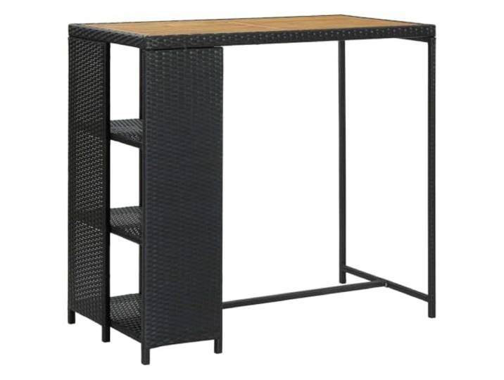 Roanoer Bartisch mit 3 Regalböden 120x60x110 cm Stehtisch Schwarz Stabile Tischplatte aus Akazienholz mit drei offenen Fächern für Terrasse, Garten und moderne Essbereiche.