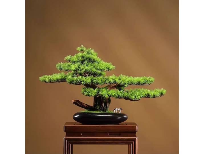 Plantes vertes artificielles, nouveau style chinois, bonsaï de pin d'accueil, aménagement paysager de salon, décoration intérieure, ornements