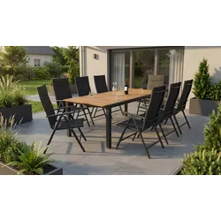 Gartenmöbel Sitzgruppe Valencia 5-teilig klein – Aluminium, Akazie, Kunstgewebe – vielseitige Terrassenmöbel – ideale Garten Sitzgruppe für Outdoor