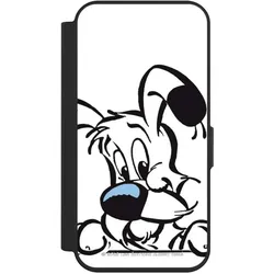 Nivocase Klapphülle für Apple iPhone 15 Pro Handyhülle aus Kunst Leder NIVOflip schwarz Comic Idefix (Apple iPhone 15 Pro), Smartphone Hülle, Schwarz