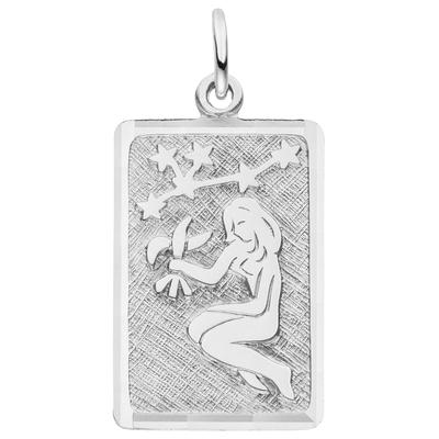 Sternzeichenanhänger JOBO "Sternzeichen eckig mit Sternbild 20 mm", silber 925, Schmuckanhänger, Damen, Jungfrau, Silber 925 (Sterlingsilber), 925 Silber rhodiniert