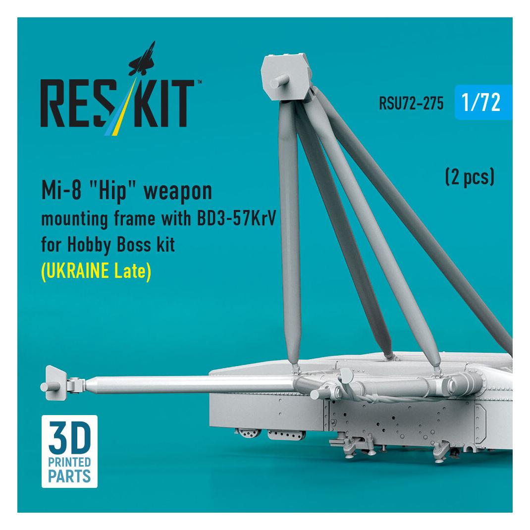 ResKit Mi-8 Hip weapon mounting frame with BD3-57KrV for Hobby Boss kit (UKRAINE Late) (2 pcs) (3D Printed) (RSU72-0275)