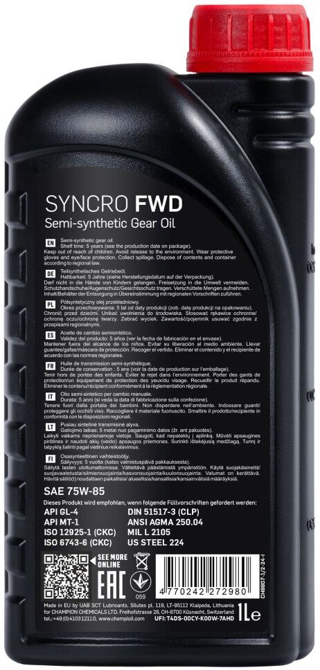 Getriebeöl CHEMPIOIL Syncro FWD 75W85 1L