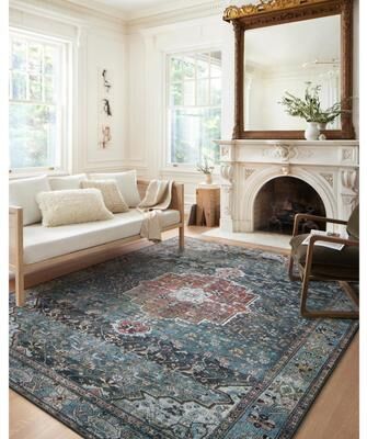 Alexander Home Sara Distressed Boho Medallion Ultra Plush Area Rug