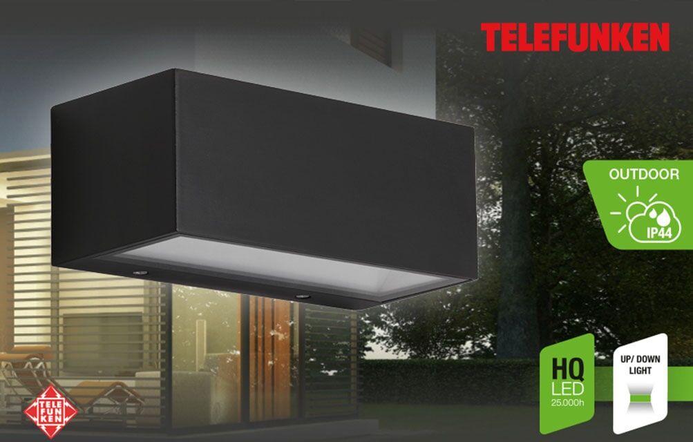 LED Außen-Wandleuchte TELEFUNKEN "MONACO", schwarz (weiß, neutral), Leuchten, LED Außen-Wandleuchte