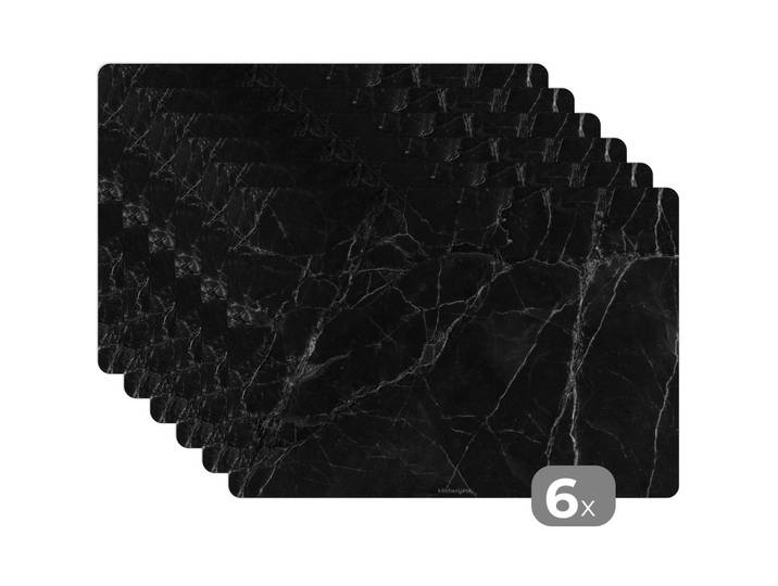 PLATZSETS 6er-Set Schwarz - Marmor 45x30 cm Tischset