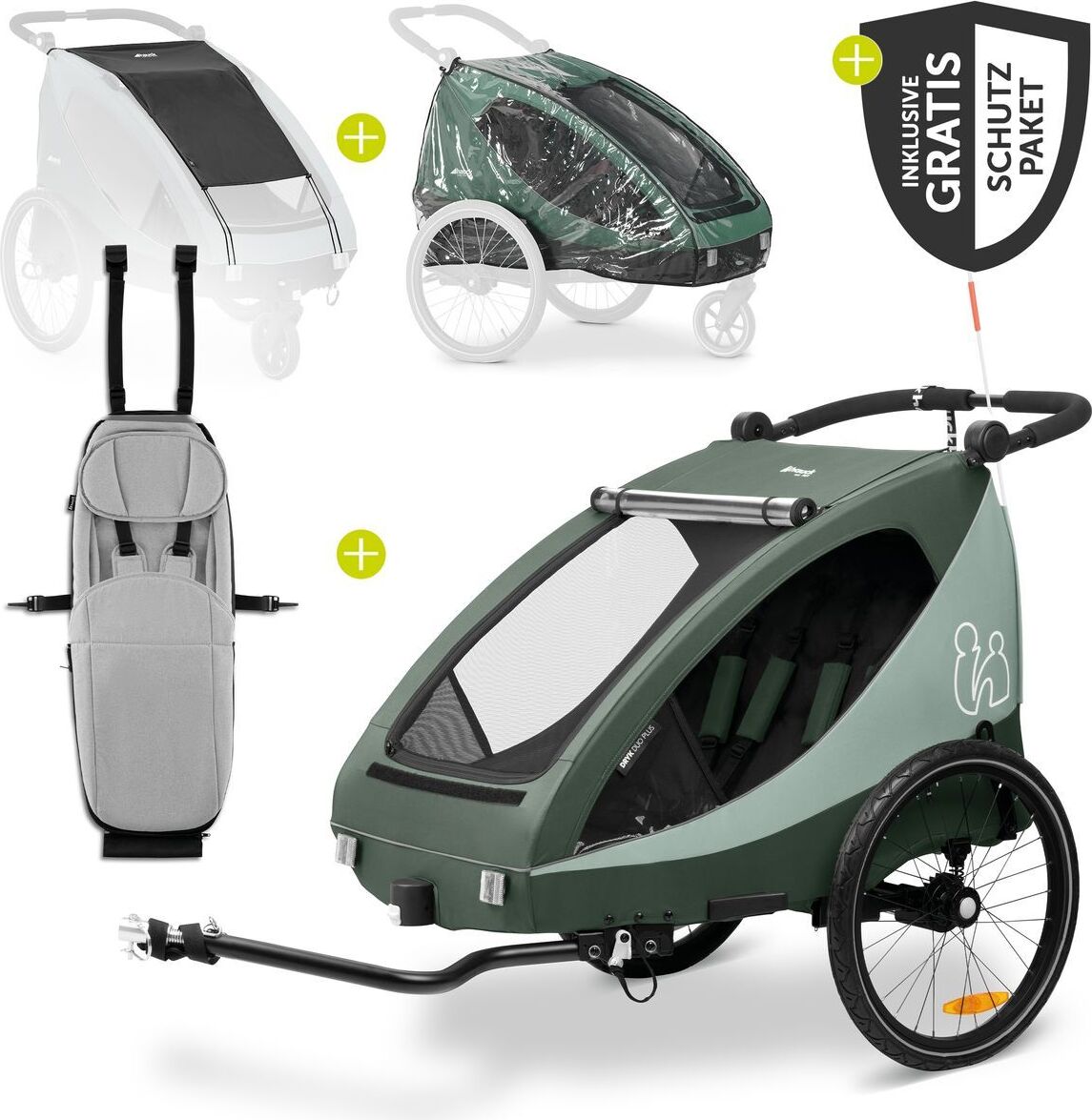 Hauck 2in1 Fahrradanhänger Sparset Dryk Duo