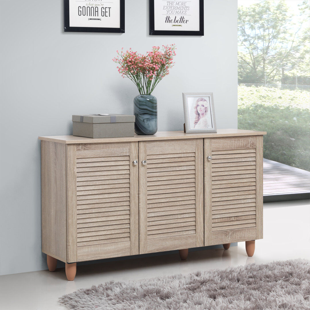 Lark Manor Morgan 15 Pair Shoe Storage Cabinet Sonoma Oak 15