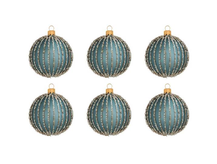 Weihnachtskugel 6er-Set Kylie - Farbe: blau/grau - Material: Glas - 949