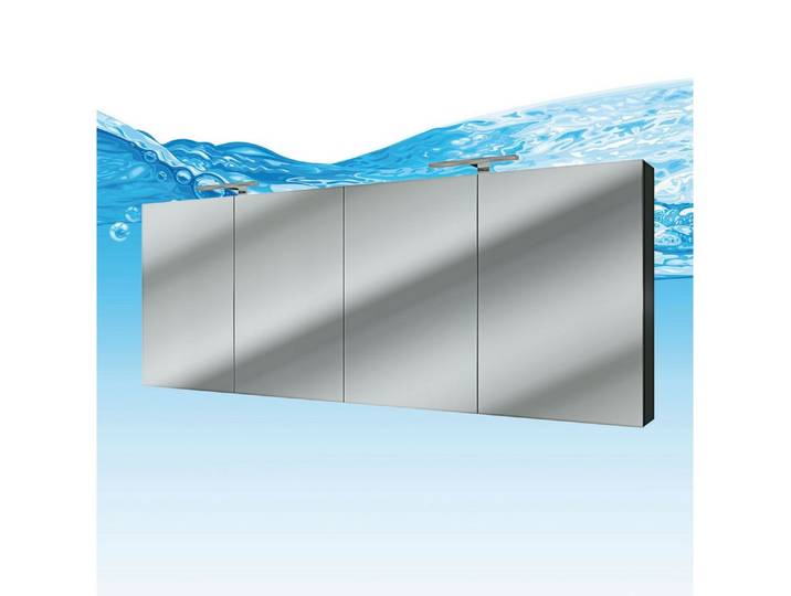 AcquaVapore Spiegelschrank Badspiegel Badezimmer Spiegel City 160cm Esche schwarz