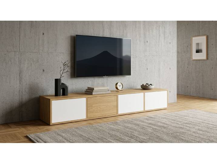 Meuble TV large sur mesure Chêne Naturel huilé