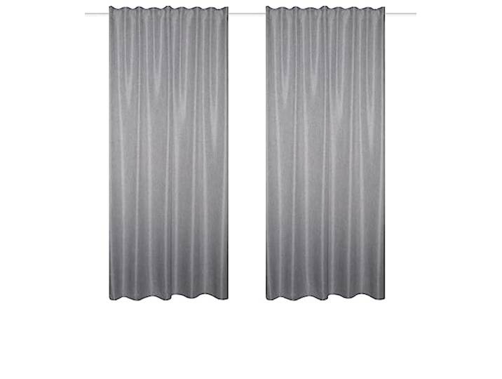 HOMEbasics 055980 2er-Set - Kombibandschal Oxford - Uni, Dekostoff Leinenstruktur, Farbe:grau, Größe:175 x 135 cm