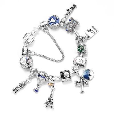 Fashion Design Crystal Bead Charm Bracelet Handmade Colorful Enamel DIY Jewelry Kit 19 Cm