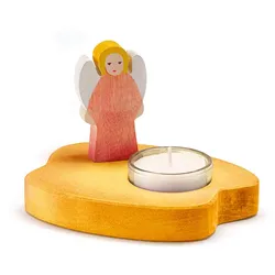 OSTHEIMER 5530283 Teelicht mit Engel rot Höhe 9cm Breite 12cm Weihnachtsschmuck