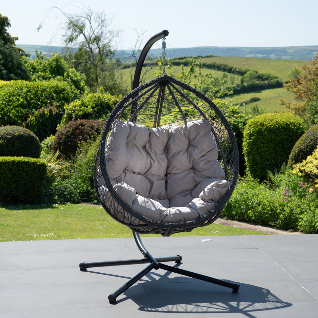 World Menagerie Lynton Garden Hanging Egg Chair Light Grey 190cm H X 103cm W X 80cm D